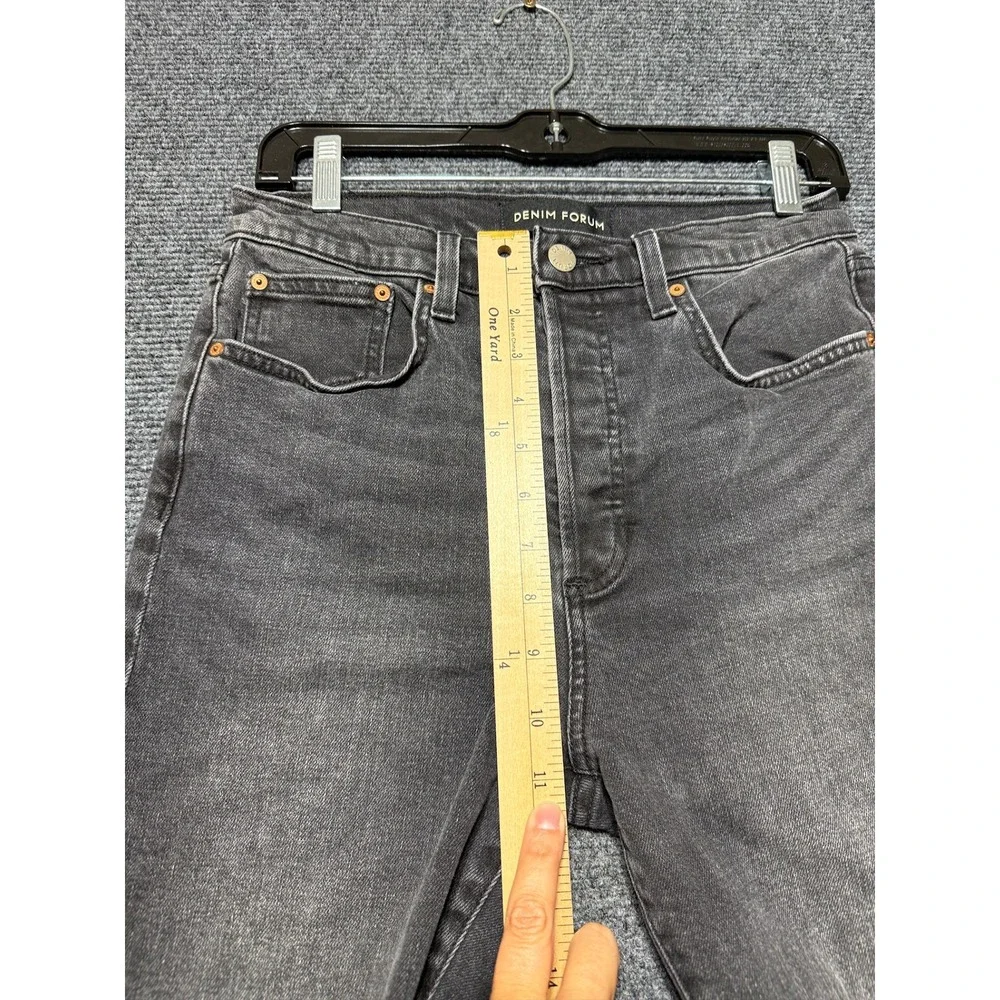 Denim Forum The Yoko Bermuda Short Women 29 Black High Rise Raw Hem Button Fly